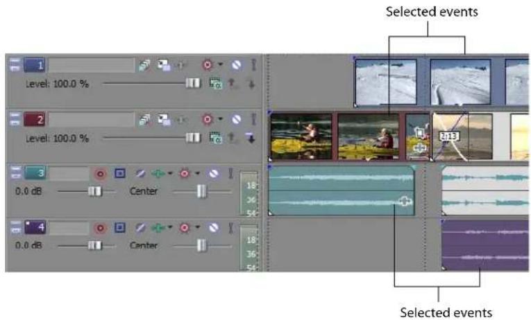 Selected events Level: 100.0 % Level: 100.0 % 0.0 dB Center 0.0 dB Center Selected events
