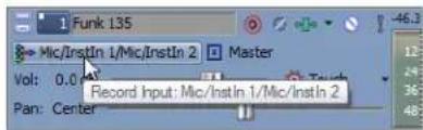 1 Funk 135 → Mic/InstIn 1/Mic/InstIn 2 Master Vol: 0.0 Record Input: Mic/InstIn 1/Mic/InstIn 2 Pan: Center