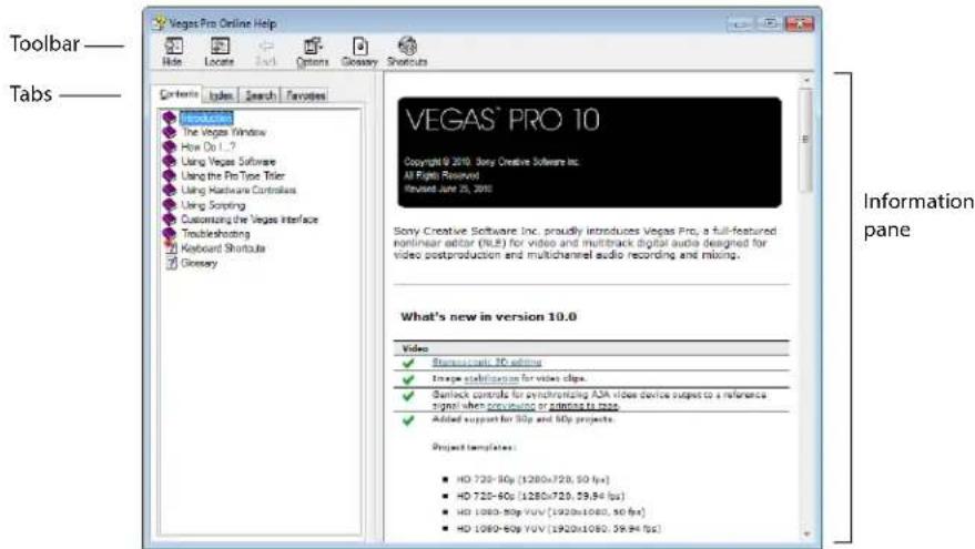 Vegas Pro Online Help Modules Search Favorites Vegas® PRO 10 Copyright © 2010, Sony Creative Software Inc. All Rights Reserved Revised June 25, 2010 Sony Creative Software Inc. proudly introduces Vegas Pro, a full-featured nonlinear editor (%).I) for video and multirack digital audio designed for video postproduction and multichannel audio recording and mixing. What's new in version 10.0 Video ✓ Strenuous: 3D editing ✓ Image stabilization for video clips ✓ Sanitok controls for synchronizing ABA video device subject to a reference signal when preprocessing or adminise to match ✓ Added support for SGP and SGP projects. Project templates: ■ HD 720-9Gp (1280x720, 50 fps) ■ HD 720-6Gp (1280x720, 59.94 fps) ■ HD 1080-50g YUV (1920x1080, 50 fps) ■ HD 1080-60g YUV (1920x1080, 59.94 fps) Information pane