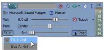 Microsoft Sound Mapper Master Vol: 0.0 dB Pan: Center FX 1: -Inf. Post FX 1: -Inf. Bus A: -Inf.