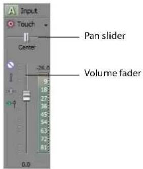 Input Touch Pan slider Center Volume fader 0.0