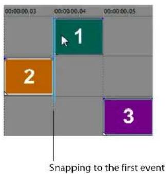 00:00:00.03 00:00:00.04 00:00:00.05 1 2 3 Snapping to the first event