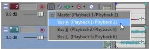 Master (Playback 1/Playback 2 ) Bus A (Playback 1/Playback 2 ) Bus B (Playback 3/Playback 4 ) Bus C (Playback 5/Playback 6 )