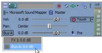 Microsoft Sound Mapper Master Vol: 0.0 dB Pan: Center Bus A: 0.0 dB Touch Pre FX 1: 0.0 dB Bus A: 0.0 dB
