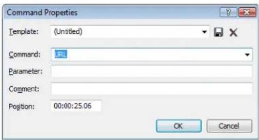Command Properties Template: (Untitled) Command: .RL Parameter: Comment: Position: 00:00:25.06 OK Cancel