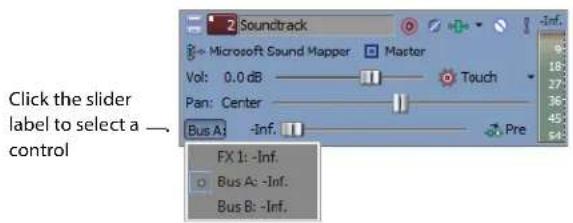Click the slider label to select a —. control