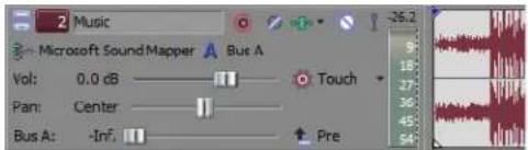 Music Microsoft Sound Mapper Bus A Vol: 0.0 dB Touch Pan: Center Bus A: -Inf Pre