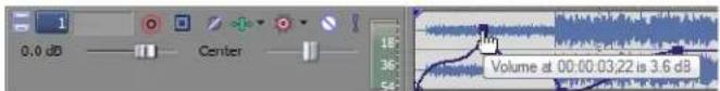 0.0 dB Center Volume at 00:00.03.22 is 3.6 dB
