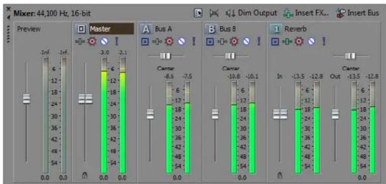 SONY Vegas Pro 10.0 - Mixer window - Alt+3 - 1