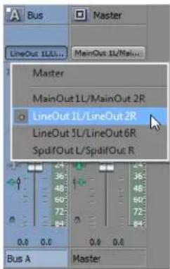 Bus Master LineOut 1LL... MainOut 1L/Main... Master MainOut 1L/MainOut 2R LineOut 1L/LineOut 2R LineOut 5L/LineOut 6R SpdifOut L/SpdifOut R Bus A Master