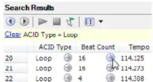 Search Results Clear: ACID Type = Loop ACID Type Beat Count Tempo 20 Loop 16 114.125 21 Loop 16 114.273 22 Loop 4 114.308