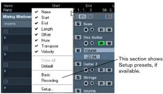 STEINBERG Cubase AI 5 - The setup context menus - 1