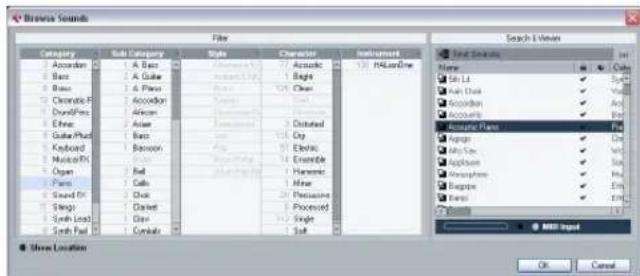 STEINBERG Cubase AI 5 - Using the "Browse Sounds" dialog - 1