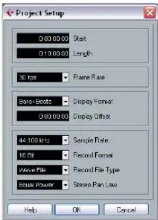 STEINBERG Cubase AI 5 - The Project Setup dialog - 1