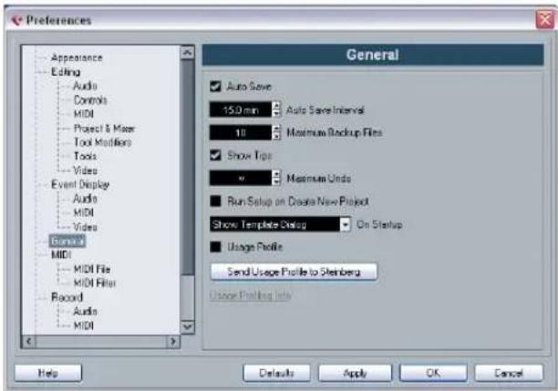 STEINBERG Cubase AI 5 - The Preferences dialog - 1