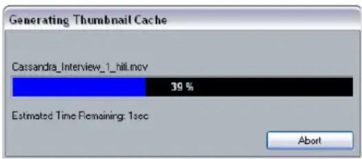 STEINBERG Cubase AI 5 - Generating thumbnail cache files during video import - 1