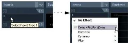 STEINBERG Cubase LE 5 - Routing an audio channel or bus through insert effects - 1