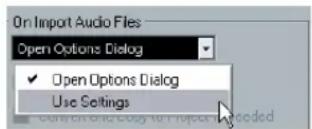 STEINBERG Cubase LE 5 - Audio file import options - 1
