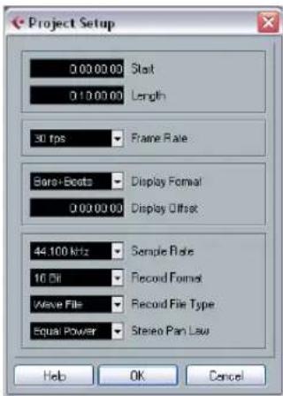STEINBERG Cubase LE 5 - The Project Setup dialog - 1