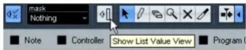 STEINBERG Cubase LE 5 - Event type Data 1 Data 2 Value display - 1