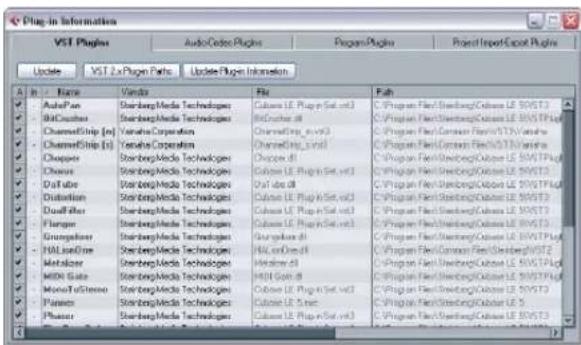 STEINBERG Cubase LE 5 - The Plug-in Information window - 1