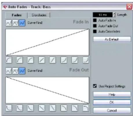 STEINBERG Cubase LE 5 - Making global Auto Fade settings - 1