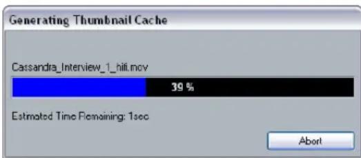 STEINBERG Cubase LE 5 - Generating thumbnail cache files during video import - 1