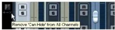 STEINBERG Cubase LE 5 - Showing/hiding individual channels (the "Can Hide" setting) - 2