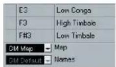 STEINBERG Cubase LE 5 - Drum map and name pop-up menus - 1