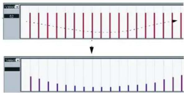 STEINBERG Cubase LE 5 - Editing velocity values - 2