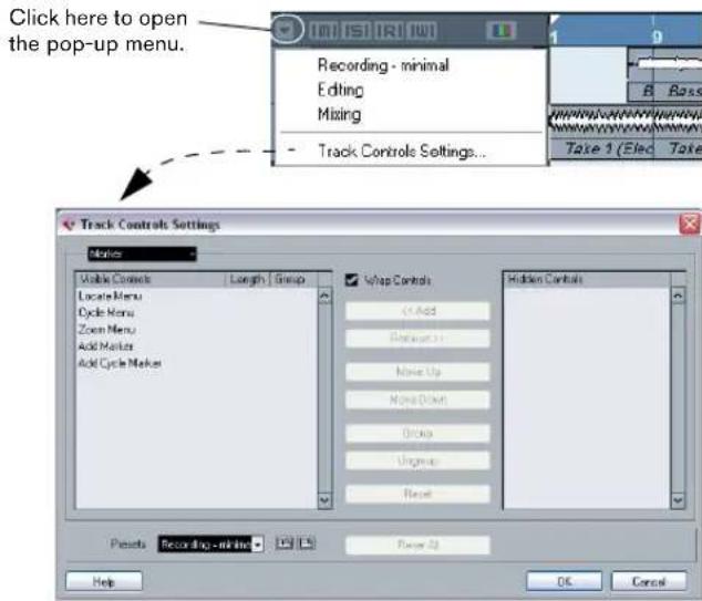STEINBERG Cubase LE 5 - Opening the Track Controls Settings dialog - 1