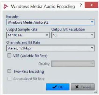 STEINBERG Wavelab LE 9 - Windows Media Audio Encoding Dialog - 1