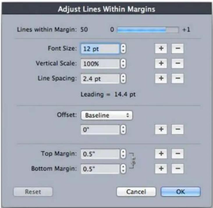 QUARK XPress 10.1 - Adjust Lines Within Margins dialog box - 1