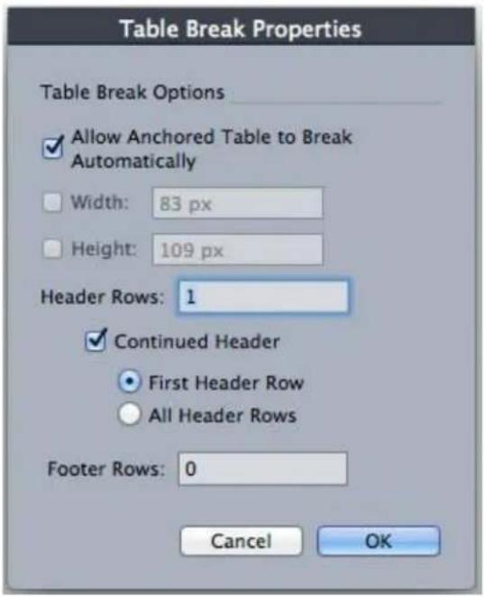 QUARK XPress 10.1 - Adding header and footer rows to tables - 2