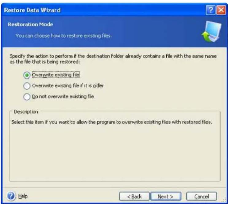 ACRONIS True Image Home 11.0 - Restoring files and folders from file archives - 9