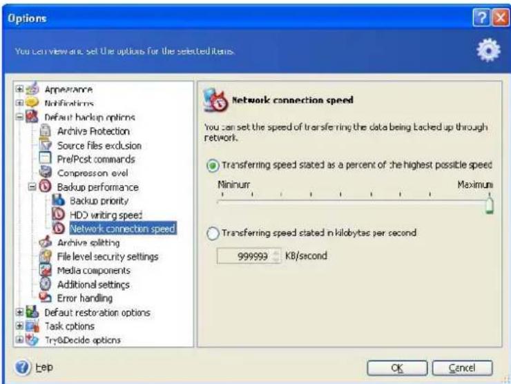 ACRONIS True Image Home 11.0 - Network connection speed - 1