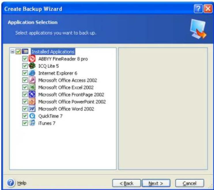 ACRONIS True Image Home 11.0 - My Application Settings backup - 2