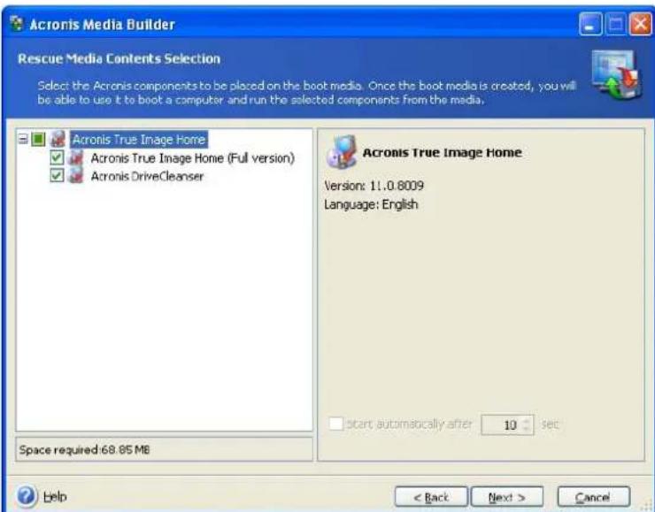 ACRONIS True Image Home 11.0 - Chapter 11. Creating bootable media - 3