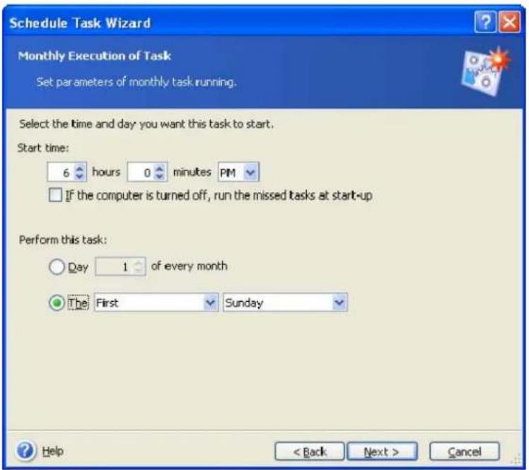 ACRONIS True Image Home 11.0 - Setting up monthly execution - 1