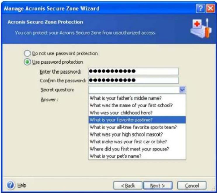 ACRONIS True Image Home 11.0 - Changing the password for Acronis Secure Zone - 1