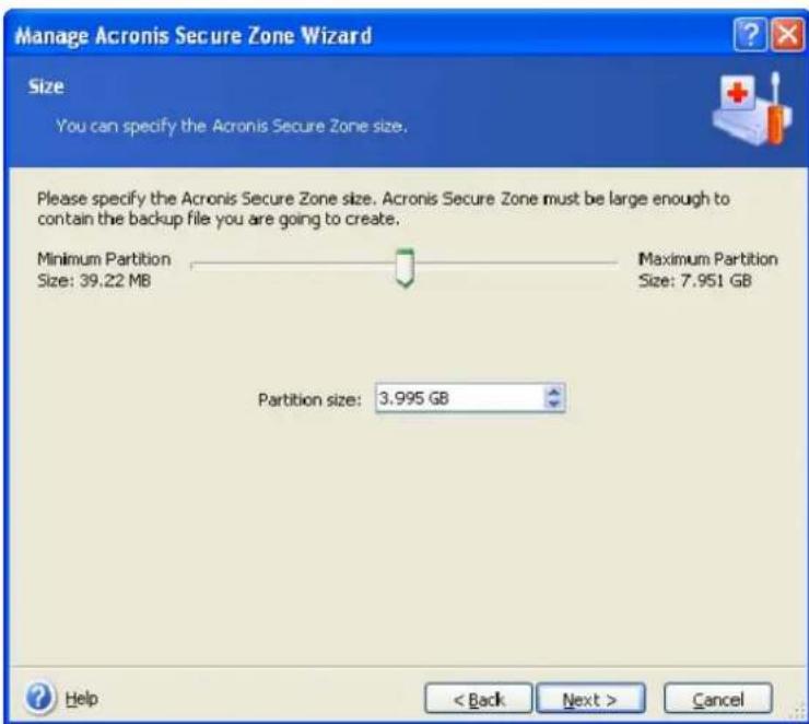 ACRONIS True Image Home 11.0 - Creating the Acronis Secure Zone - 4