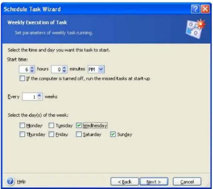 ACRONIS True Image Home 11.0 - Setting up weekly execution - 1