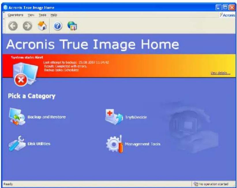 ACRONIS True Image Home 11.0 - Program workspace - 3