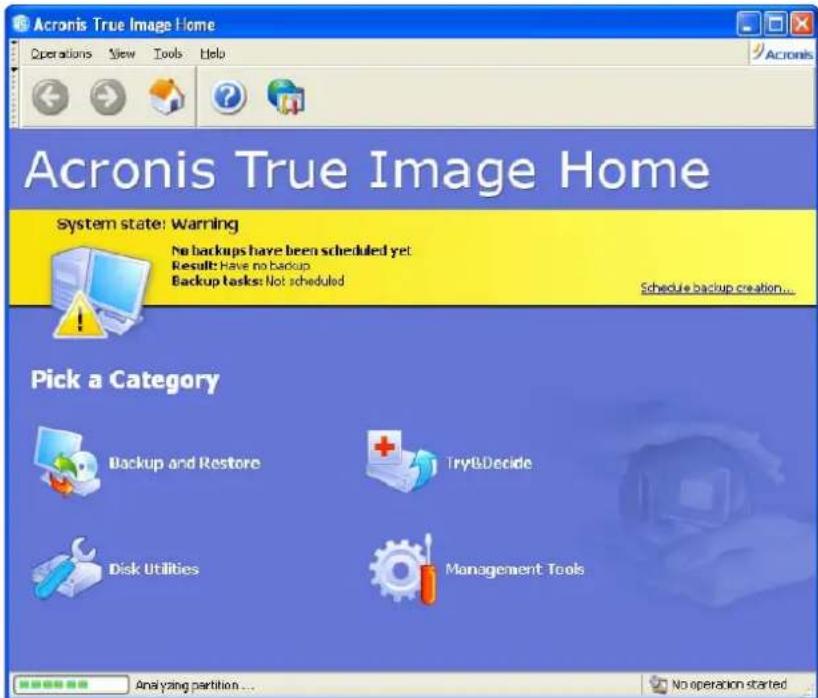 ACRONIS True Image Home 11.0 - Program workspace - 1