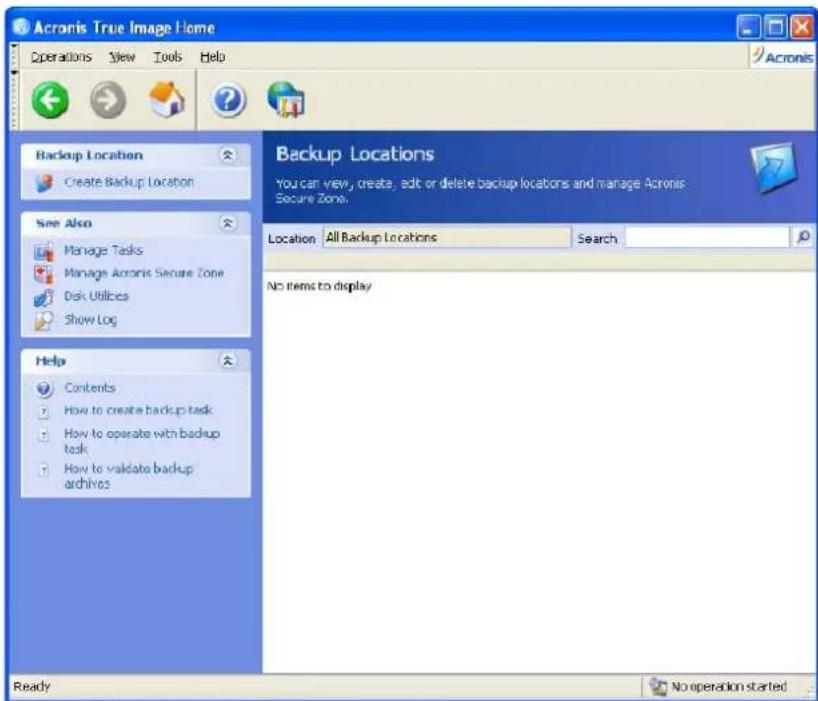 ACRONIS True Image Home 11.0 - Creating backup locations - 1