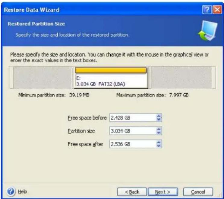 ACRONIS True Image Home 11.0 - Changing the restored partition size and location - 1