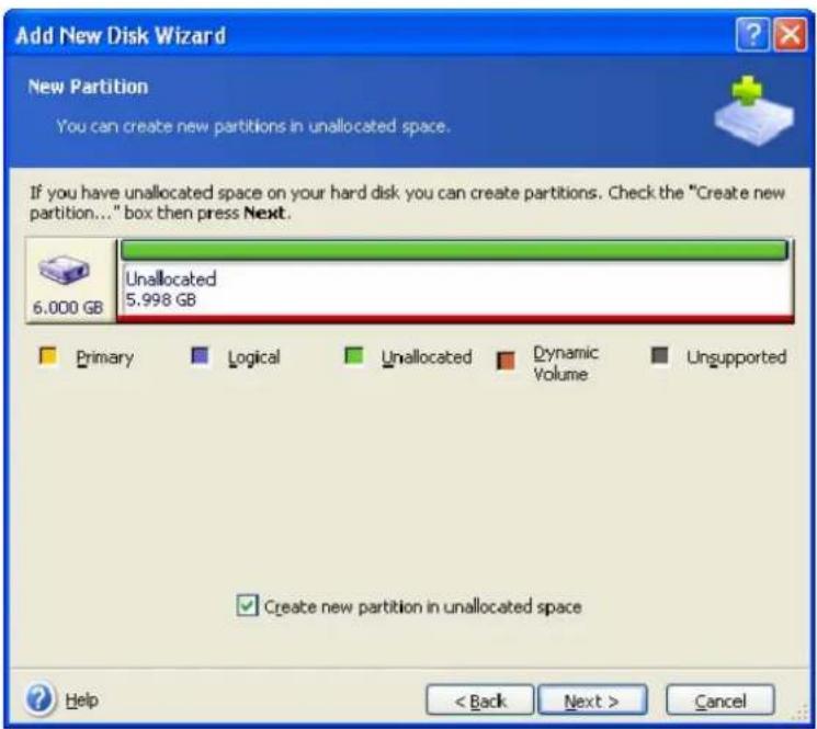ACRONIS True Image Home 11.0 - Creating new partitions - 1