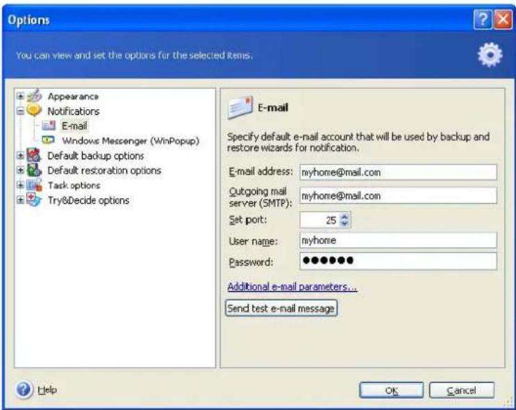 ACRONIS True Image Home 11.0 - Email notification - 1