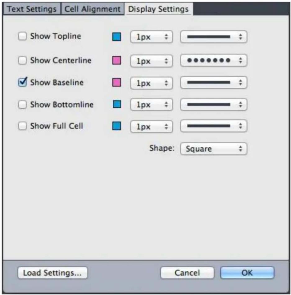 QUARK XPress 10.2 - Design grids: Display Settings tab - 1