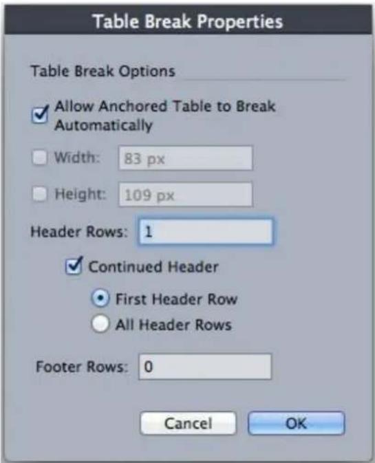 QUARK XPress 10.2 - Adding header and footer rows to tables - 2